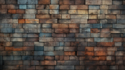 Obraz premium Brick wall background, muted colors grunge texture or pattern for design. Generative ai