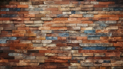 Fototapeta premium Brick wall background, rustic colors grunge texture or pattern for design. Generative ai