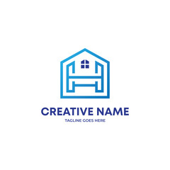 Premium letter H with home or house logo concept for real estate company