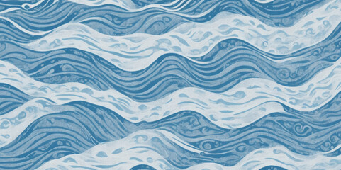 Obraz premium Sea water ocean wave vector background. Blue water ocean sea wave seamless background.