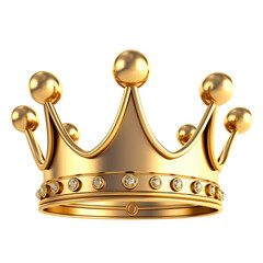 Golden king crown isolated on transparent background PNG