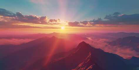 beautiful sunset over the mountains. 3d render. sky background