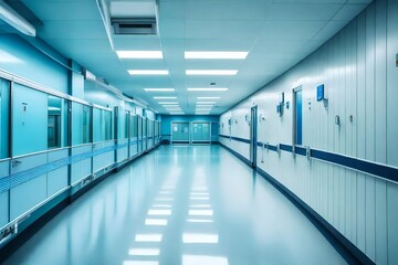 Corridor in a modern building of clean hospital.