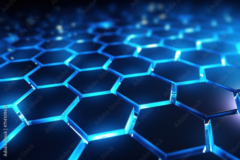 Aufkleber blue hexagonal background with abstract technology theme.
