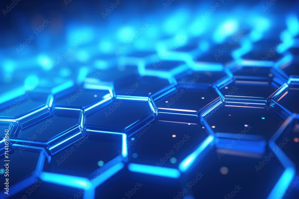 Aufkleber blue hexagonal background with abstract technology theme.
