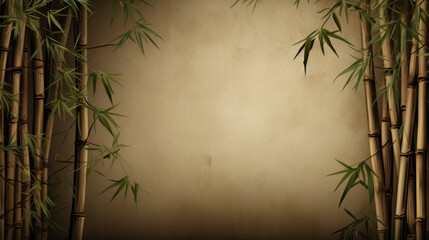Brown old grunge wall bamboo background, text space