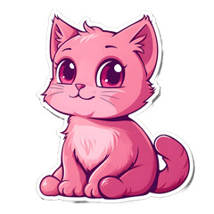 Obraz premium Adorable baby pink cat Stickers 