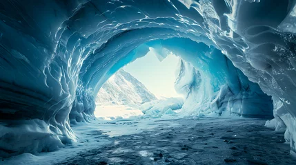 Gordijnen An icy archway formed by glaciers at the North Pole. © Anna