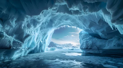 Gordijnen An icy archway formed by glaciers at the North Pole. © Anna
