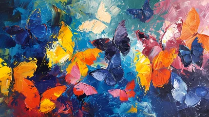 Afwasbaar Fotobehang Grunge vlinders abstract watercolor painting of butterflies