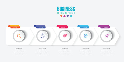 Infographic business template design with icons,elemensts and 5 options or steps. Infographics business concept. for presentations layout, process diagram - obrazy, fototapety, plakaty