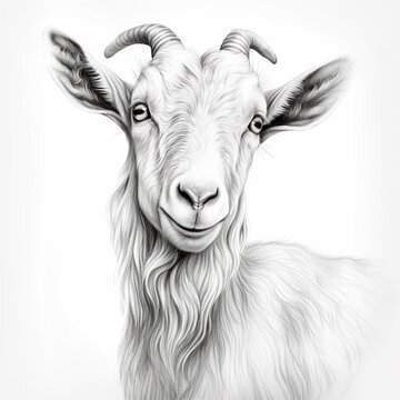 recommend clip art: Pencil sketch cute goat animal drawing image Generative AI