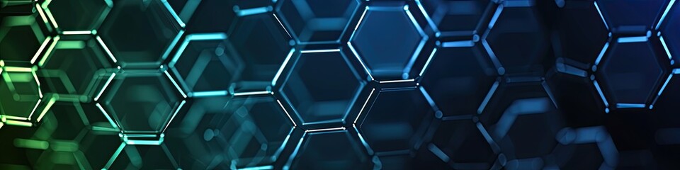 Geometric blue abstract background with hexagons - obrazy, fototapety, plakaty