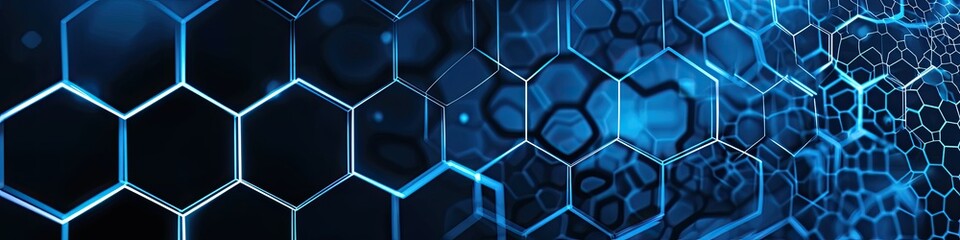 Geometric blue abstract background with hexagons
