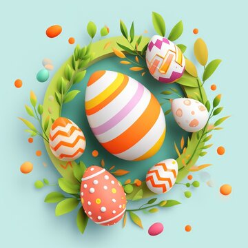 Happy Easter day. Holiday Easter 3d design card