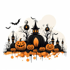 Celebration day background design from pumpkin and halloween objects