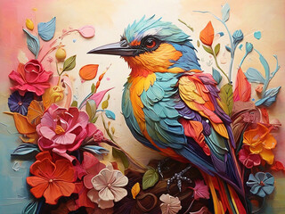 Fototapeta premium Colorful Bird Art color generative AI Photo