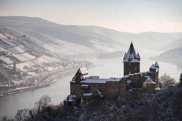 Burg Stahleck im Mittelrheintal, Januar 2024