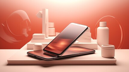 A smartphone display on a stage podium. 