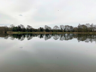 A view of Alderford Lake in Shropshire in the winter