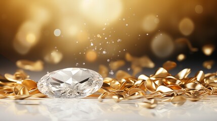 A diamond surrounded by a smaller ornament on a sparkling light blurred background.