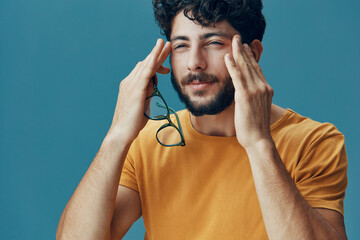 Naklejka premium Person man face guy background young adult portrait