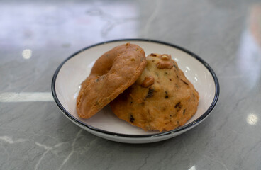 Delicious oyster pancakes on the plate