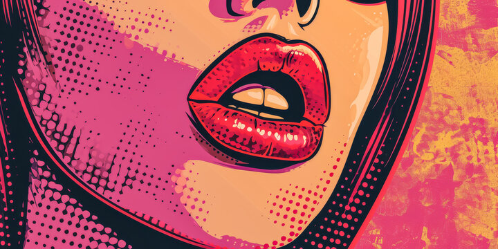 Vintage Pop Art Illustration Of A Woman With A Modern Twist