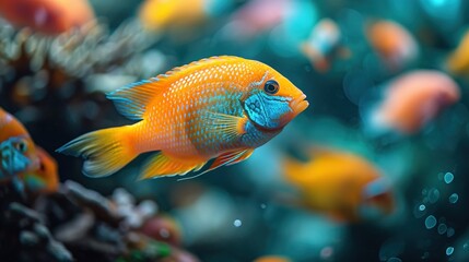 VIbrant tropical mesmerizing fish in underwater. AI generated image