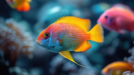 Obraz premium VIbrant tropical mesmerizing fish in ocean. AI generated image