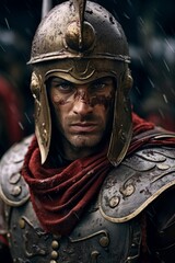 knights in armor on a stand in a crowd, in the style of cinematic mood, dark gold and brown. Gladiator, Roman legionnaire. intense close-ups.