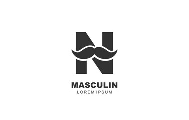 N Letter Mustache logo template for symbol of business identity
