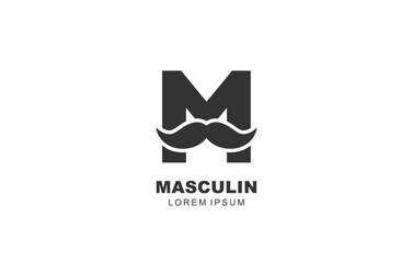 M Letter Mustache logo template for symbol of business identity