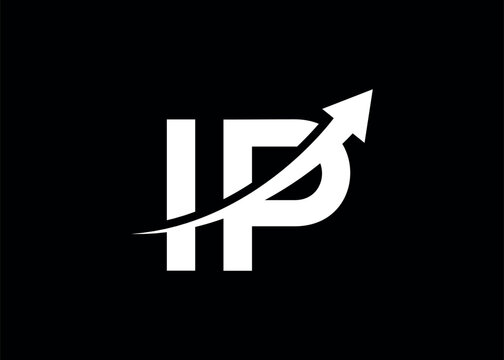 simple minimal letter IP arrow logo.