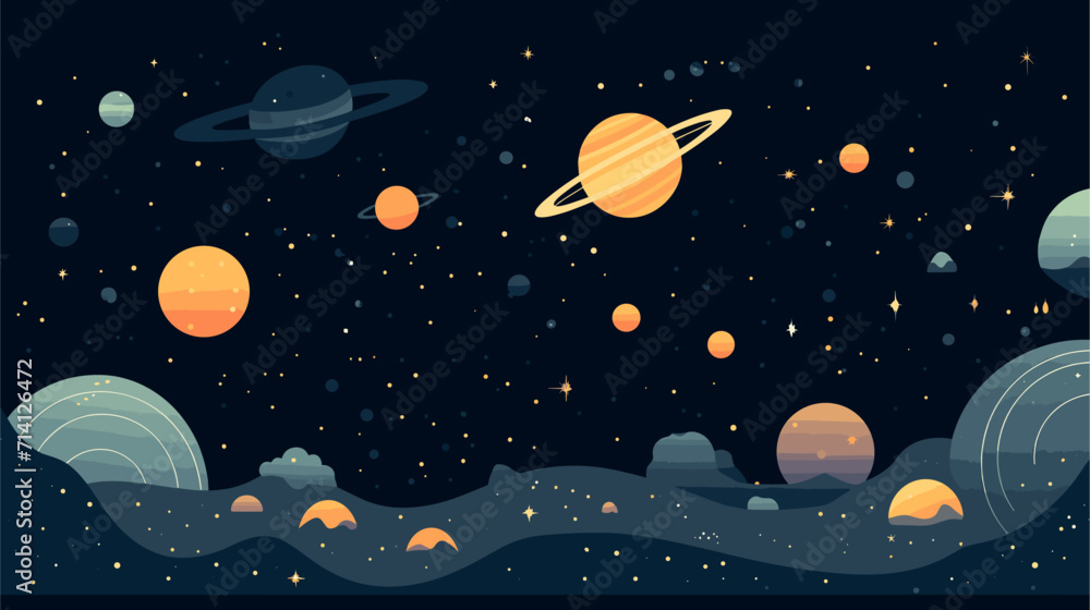 Wall mural magic of celestial events in a vector art piece showcasing phenomena such as meteor showers eclipses