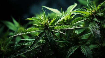 Marijuana leaves cannabis on a dark background