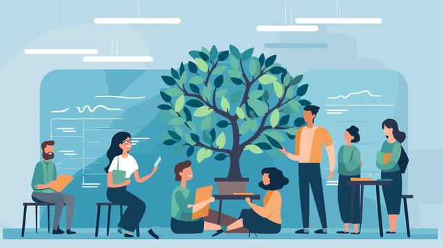 nurturing and supportive role of teachers in a vector scene featuring educators guiding students offering mentorship and fostering an environment conducive to academic growth .simple isolated line