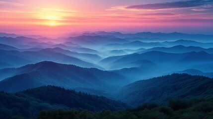 Fototapeta premium Dawn Majesty: High-Resolution Gradient Background on Mountains with Soothing Natural Colors and Majestic Texture