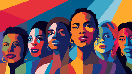 Convey the resilience and triumphs of the Black community in a vector art piece showcasing scenes of individuals overcoming challenges breaking barriers and achieving milestones in various fields