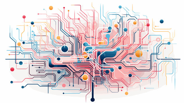 Convey the mysteries of memory and recall in a vector scene featuring abstract representations of memory processes recollection and the intricate pathways involved in remembering .simple isolated line
