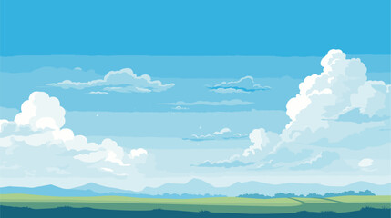 Fototapeta na wymiar blue sky with clouds .simple isolated line styled vector illustration