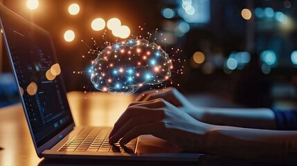 
show how a person works on a computer, generates ideas, does analysis using neural networks,