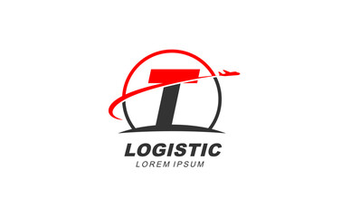 T Letter Logistic Transport logo template for symbol of business identity