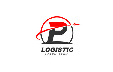 P Letter Logistic Transport logo template for symbol of business identity - obrazy, fototapety, plakaty