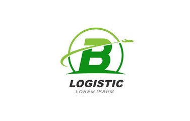 B Letter Logistic Transport logo template for symbol of business identity