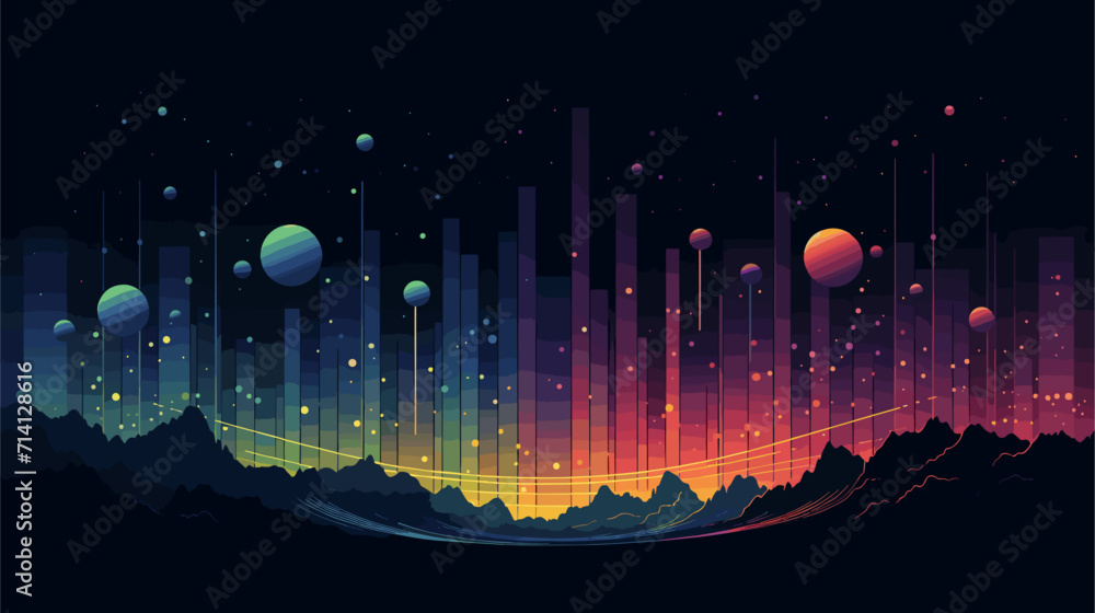 Wall mural magic of celestial events in a vector art piece showcasing phenomena such as meteor showers eclipses
