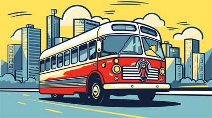nostalgia of vintage buses in a vector art piece showcasing classic models retro signage and the timeless charm associated with historical buses .simple isolated line styled vector illustration