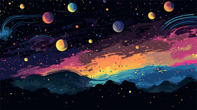 magic of celestial events in a vector art piece showcasing phenomena such as meteor showers eclipses and other astronomical occurrences .simple isolated line styled vector illustration