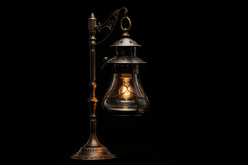 Old lamp on black background