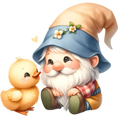 Obraz premium Cute Easter Gnome Collection, PNG, Watercolor, Illustration, Generative AI. 